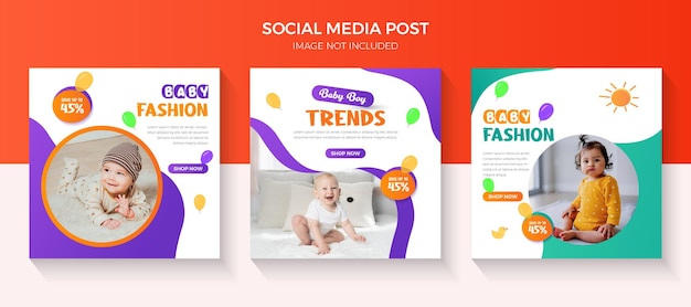 Kindermode Verkauf Social Media Anzeigen Kollektionsdesign Babymode Verkauf Banner Babymode