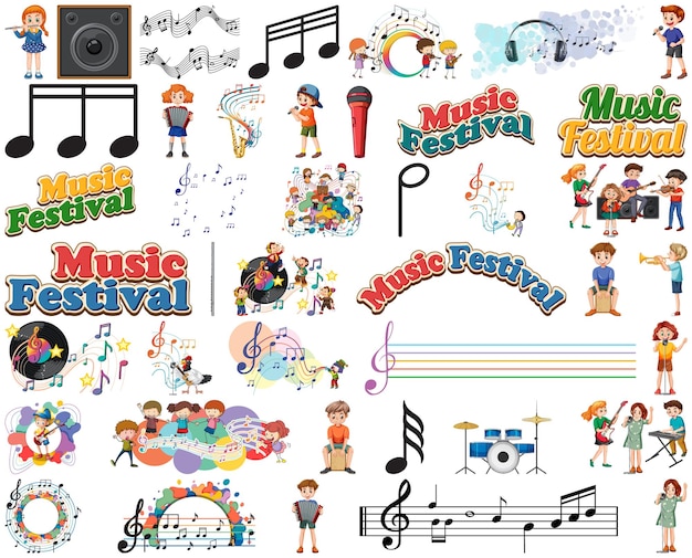 Vektor kindermusikinstrumente und musiksymbolsatz