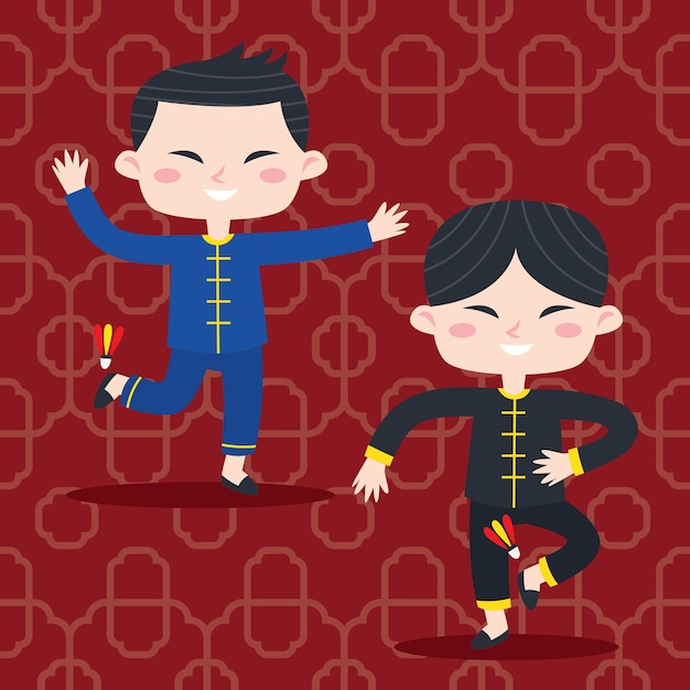 Kinderplakatillustration der netten karikatur chinesische. chinesisches grußkarten-design