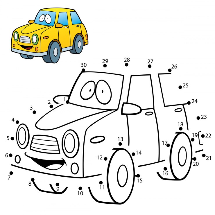 Vektor kinderspiel punkt zu punkt auto