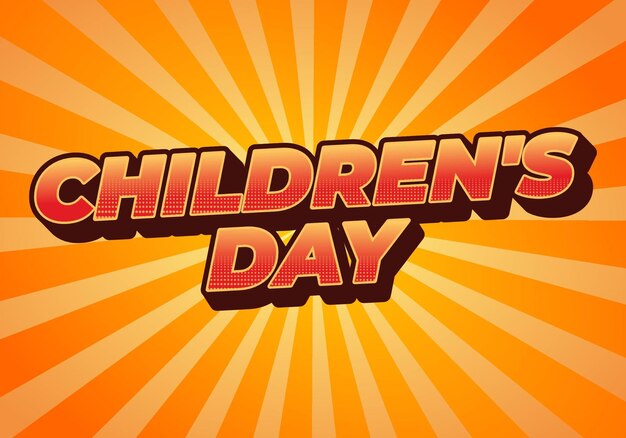 Kindertag Text-Effekt in guten Farben mit 3D-Stil