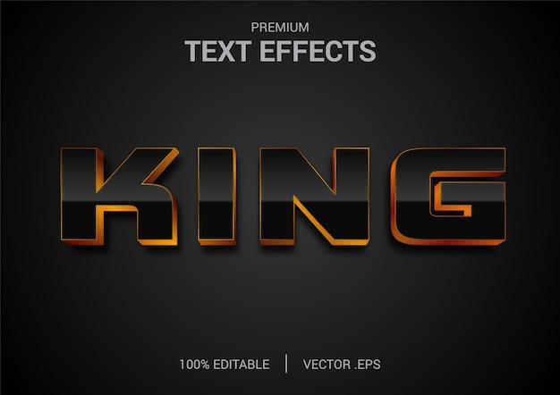 Vektor king 3d bearbeitbare premium-vorlage im texteffektstil mit hintergrund