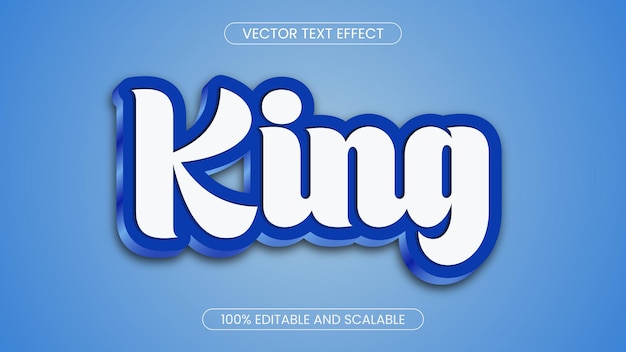 Vektor king 3d bearbeitbarer texteffekt premium-vektor mit hintergrund