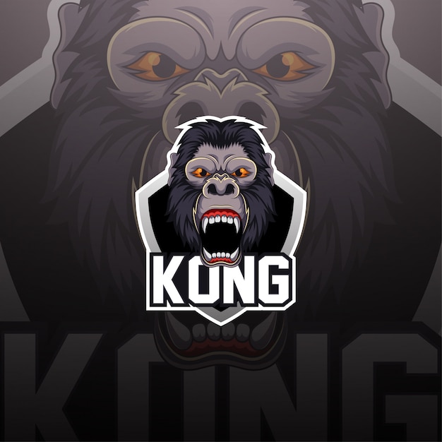 Vektor king kong esport maskottchen logo