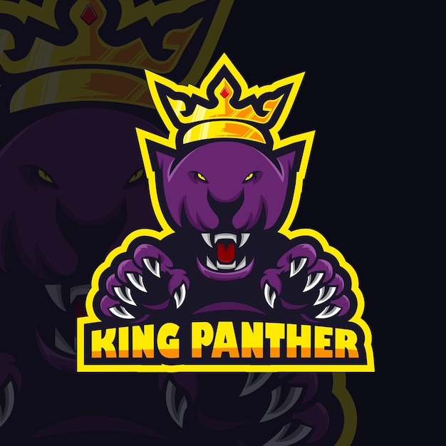 Vektor king panther esport logo design premium-vektor