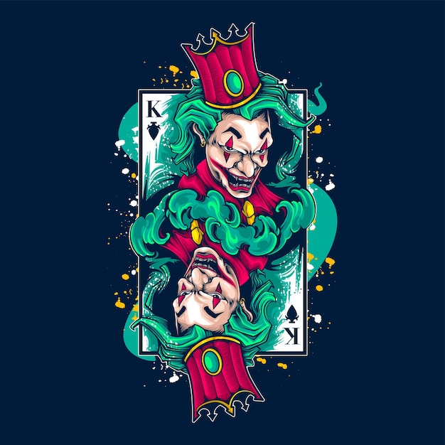 Vektor king spade joker kartendesign kunstwerk illustration