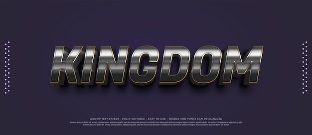 Vektor kingdom 3d text editierbare metalleffektvorlage