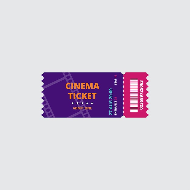 Kino-Ticket-Vektor mit einem Barcode