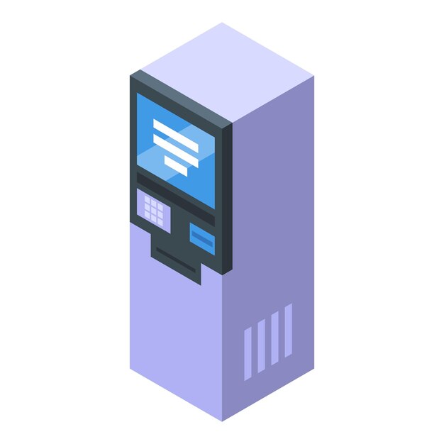Kiosk-Ergebnisgeld-Symbol Isometrische Darstellung des Kiosk-Ergebnisgeld-Vektorsymbols für Webdesign isoliert auf weißem Hintergrund
