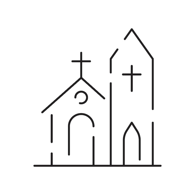 Vektor kirche-ikonen-vektor-dünnlinie-stil religion-linie-ikonengebäude