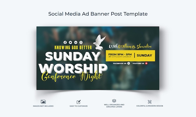Kirchenrede Social Media Facebook-Werbebanner Beitragsvorlage Premium-Vektor