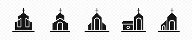 Kirchenvektorsymbole sammlung von kirchensilhouetten symbol für kirchengebäude