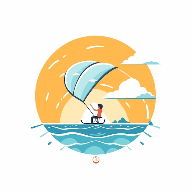 Kitesurfing-flat-symbol vektor-illustration eines extremsports