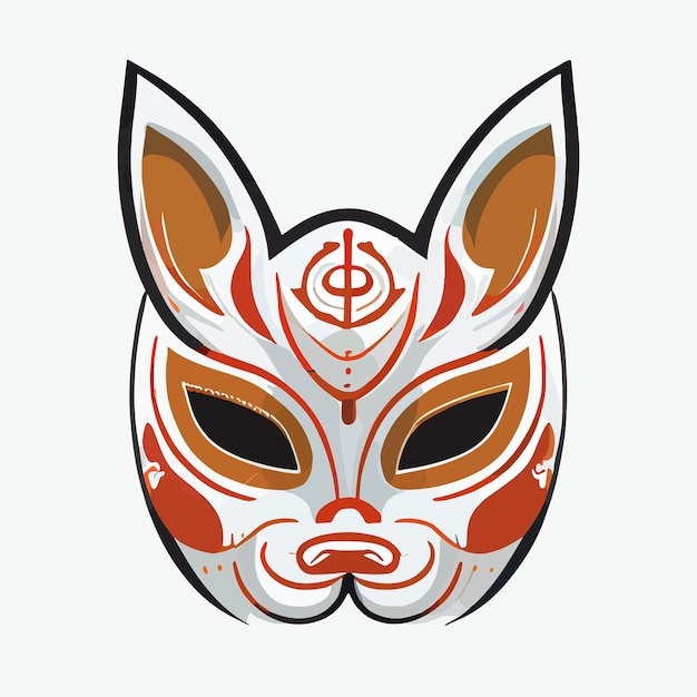 Kitsume-Maske flaches Design Vektorgrafiken Kitsume-Symbol