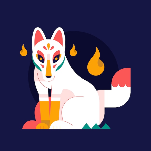 Kitsune-illustration im flachen design