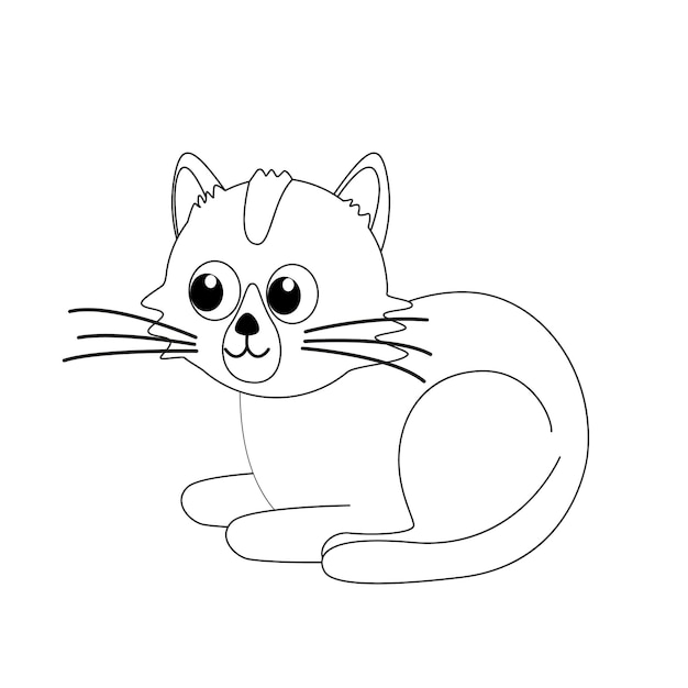 Kitty Coloring Seite Schwarz-Weiß-Katze-Kätzchen-Vektor