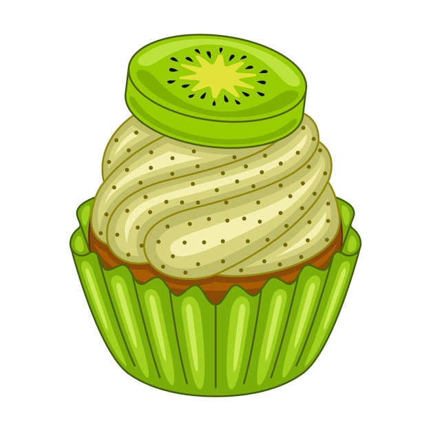 Vektor kiwi-cupcake in vektorillustration