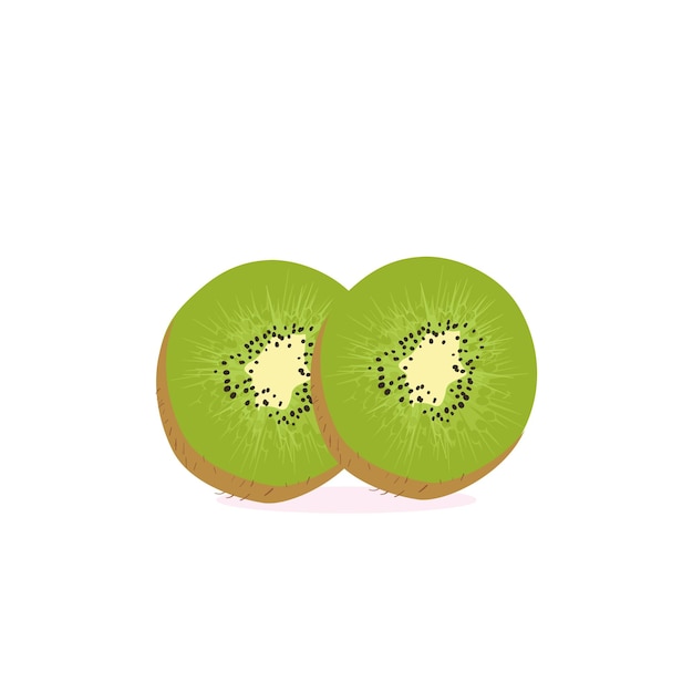 Kiwi Fruit Icon Set Vector Design Reife ganze Kiwi-Frucht und halbe Kiwi-Frucht