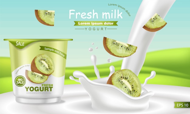 Kiwi-Joghurt realistisches Modell