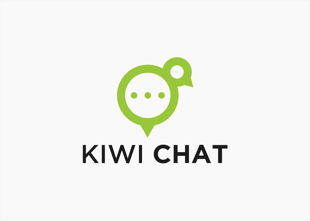 Kiwi-vogel mit chat-logo-design-vektor-symbol-illustration