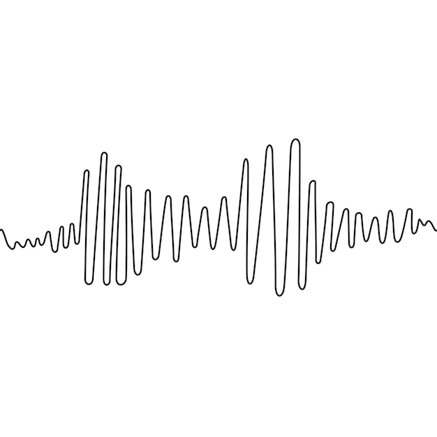 Vektor klangwelle unterschiedliche form kontinuierliche zeichnung einer linie amplitudenbewegung podcast-konzept verstellbarer schwarzer schlag transparenter hintergrund einziger umriss schrägzeichnung geräuschdesign vektorillustration