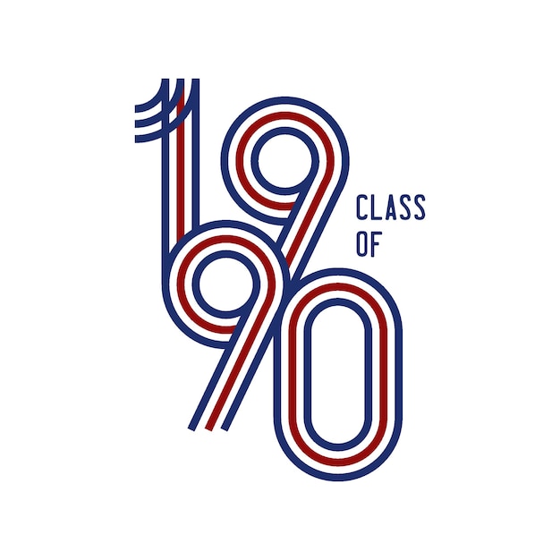 Klasse von 1990 logo retro-vektor weiß