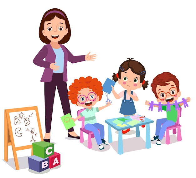 Klassenlehrer und süße Schüler