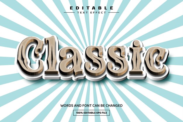 Klassische 3D-bearbeitbare Texteffektvorlage