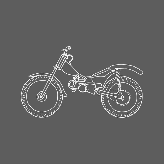 Klassische chopper-motorradillustration im klassischen handgefertigten stil