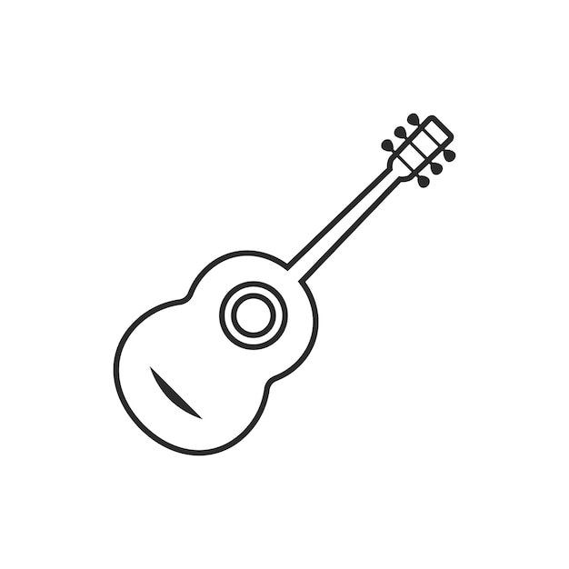 Klassische gitarre mit dünner linie. konzept der resonanz, ukulele, unterhaltung, phonik, fest, musikmachen. flache minimalistische trend-moderne logo-grafik-design-vektor-illustration auf weißem hintergrund