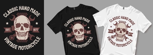 Klassische handgemachte vintage motorrad symbol t-shirt design ware