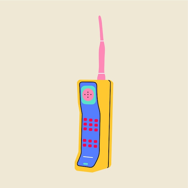 Klassische nostalgische digitale 80er-90er-Elementillustration des Retro-Mobiltelefons