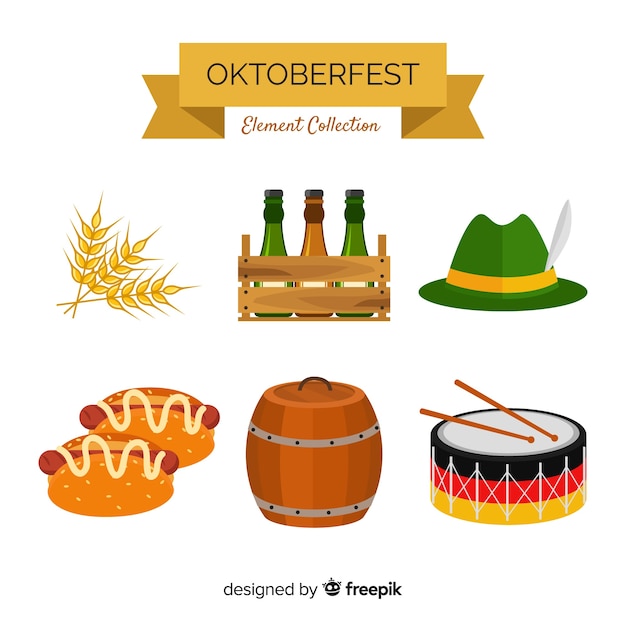 Vektor klassische oktoberfest elementsammlung mit flachem design