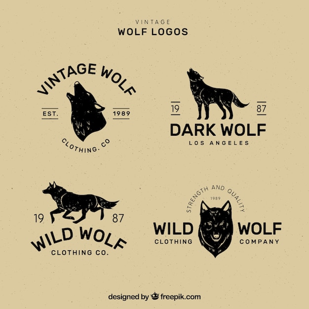 Klassische vintage wolf logo kollektion