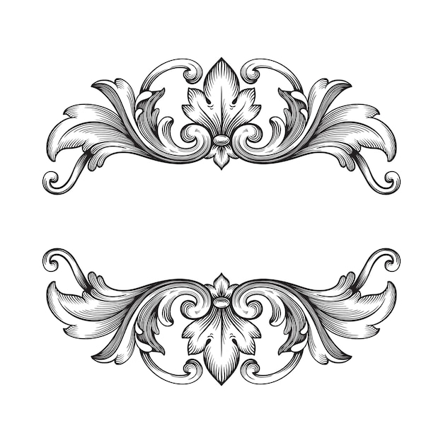Klassischer Barock des Vintage-Elements. Filigrane Kalligraphie des dekorativen Gestaltungselements.