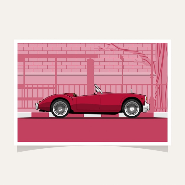 Klassischer roter auto-begriffsentwurfs-flacher illustrations-vektor