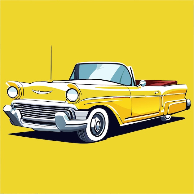 Klassischer sportwagen, handgezeichnet, flach, stilvoll, cartoon-sticker, ikonenkonzept, isolierte illustration