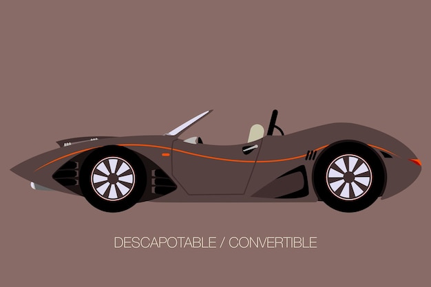 klassisches Cabrio-Turboauto, Seitenansicht von Auto, Automobil, Kraftfahrzeug