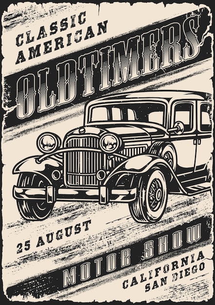 Klassisches retro-vintage-poster für amerikanische autos