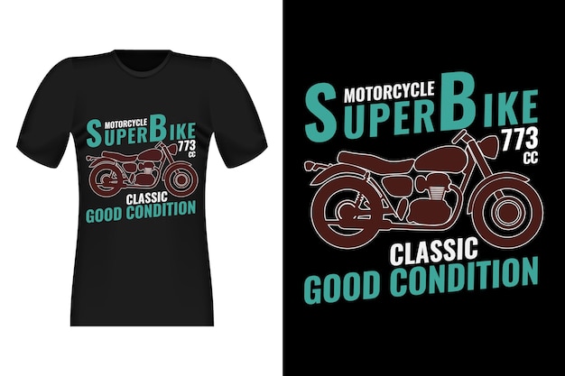 Klassisches superbike-männer handgezeichnetes vintage-t-shirt-design