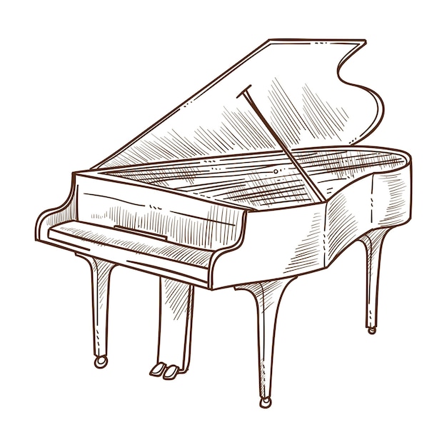 Vektor klavier musikinstrument isolierte skizze klassische musik