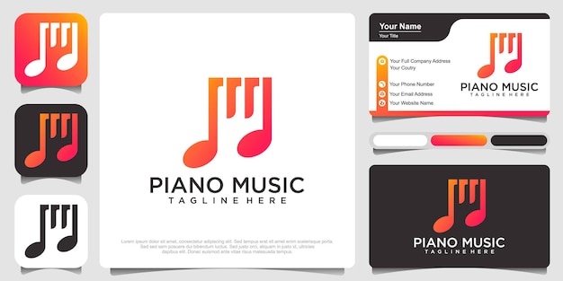 Klaviermusik-icon-set-logo-template-design