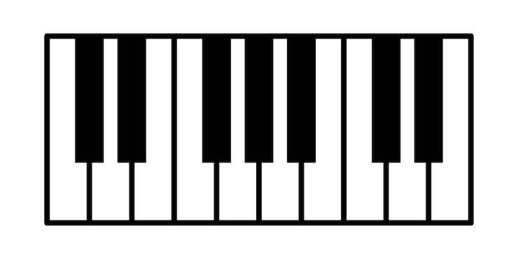 Vektor klaviertastatur-symbolvektor auf weißem hintergrund. klaviersymbol für webdesign.