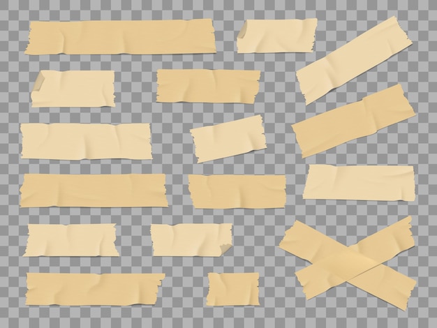 Klebe- oder Klebeband-Mockups-Set mit zerknitterten Streifen