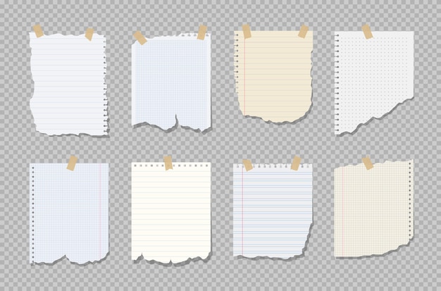 Kleber Notizen Ripped Notebook-Papier in verschiedenen Formen und Größen