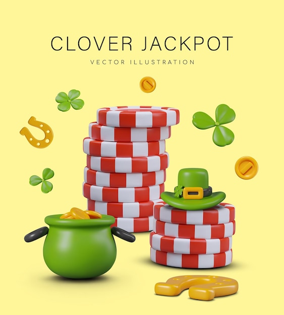Kleeblatt-Jackpot Konzept des großen Gewinnes fantastischer Erfolg magisches Glück