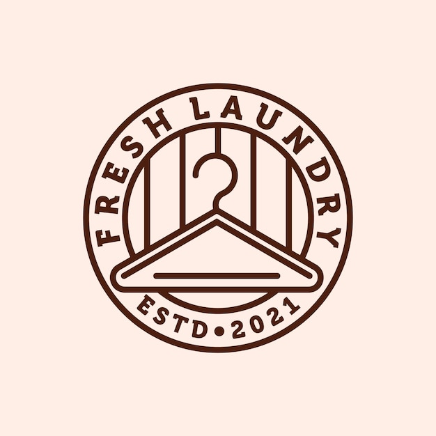 Kleiderbügel wäsche minimalistisch strichzeichnungen logo vektor illustration design kleiderbügel monoline logo badge template design einfache moderne frische wäsche illustration logo-konzept