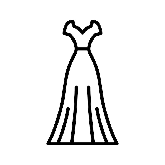 Vektor kleidungslinie ikon abend und cocktail schwarzes kleid frau kleidung silhouette bekleidung hochzeitskleidung