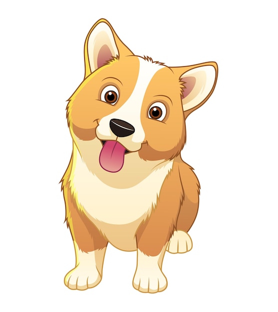 Vektor kleine corgi-hundekarikatur-tierillustration