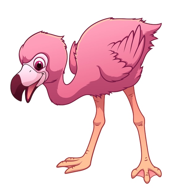 Kleine flamingo-karikatur-tierillustration